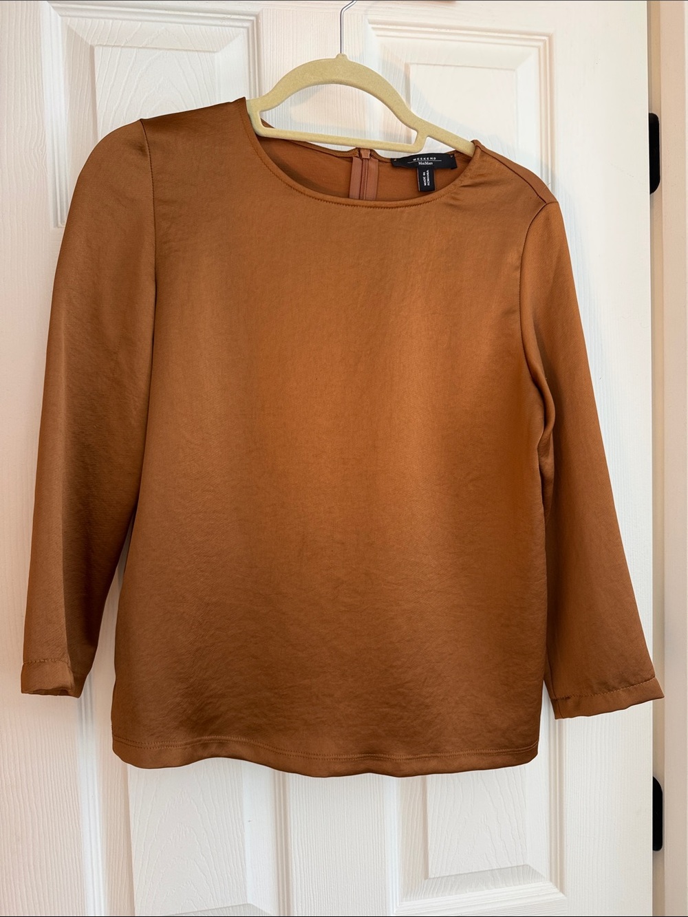 Weekend Max Mara Rust Brown 3/4 Sleeve Blouse Sz S
